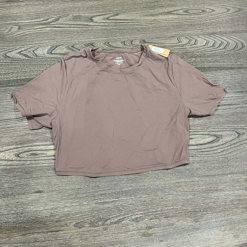 NWT Skims Fits Everybody Super Cropped T-Shirt Crewneck Short Sleeve Umber 3X